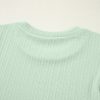 Women's Mist Green Textured Round Neck Short Puff Sleeve Top for Casual and Office Wear - Image 9