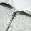 Women's Light Grey Stand Neck Zipped Sweatshirt and Shorts Set - Trendy Two Piece Outfit - Image 19