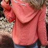 Women's Gold Flame Cable Knit V-Neck Hooded Sweater - Image 8