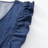 Women's Sail Blue Denim Ruffled Zipped Front Belted Romper - Trendy Summer Fashion - Image 18