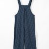 Women's Sail Blue Plaid Print Buttoned Pocketed High Waist Overall Jumpsuit - Image 7