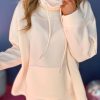 Women's Apricot Drawstring Turtleneck Dolman Sleeve Sweatshirt - Image 2