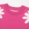 Women's Bright Pink Daisy Flower Crew Neck Long Sleeve Sweater – Cozy & Stylish - Image 15