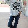 Women's Gray Football Season Graphic Crewneck Sweatshirt - Perfect for Game Days - Image 2