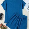 Women's Bluing Solid Textured Crew Neck Short Set - Stylish Casual Outfit - Image 10