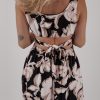 Women's Black Floral Cutout Square Neck Knot Back Sleeveless Maxi Dress - Image 6