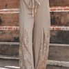 Women's Smoke Gray Boho Lace Patchwork High Waist Wide Leg Pants - Image 9