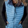 Women's Sky Blue Plush Collared Quilted Zipped Puffer Vest for Winter Style - Image 7