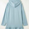 Women's Iceland Blue Ruffled Hem Loose Fit Tunic Hoodie - Image 7