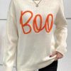 Women's Apricot Boo Knitted Pattern Long Sleeve Drop Shoulder Sweater - Image 4