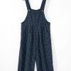 Women's Sail Blue Plaid Print Buttoned Pocketed High Waist Overall Jumpsuit - Image 6