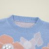 Women's Beau Blue Floral O Neck Drop Shoulder Knitted Sweater for Casual Elegance - Image 10