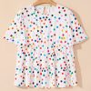 Women's White Colorful Polka Dot Short Sleeve Tiered Ruffled Babydoll Blouse - Image 16