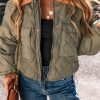 Women's Jungle Green Quilted Puffer Jacket with Teddy Collar and Flap Pockets - Image 2