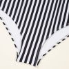 Black Stripe Plus Size Self Tie Straps One Piece Swimsuit with O-Ring Waistband - Image 7