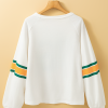 Women's White Number 76 Printed Retro Sporty Long Sleeve Top - Image 10