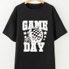 Women's Game Day Black Checkerboard Rugby Football Helmet Graphic T-Shirt - Image 9