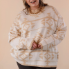 Plus Size Aztec Print Loose Sweater - Apricot Color - Image 2