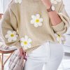 Women's Parchment Floral Crochet Chunky Knit Sweater - Image 2