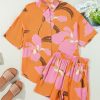 Women's Russet Orange Floral Print Tunic Shirt and Loose Shorts Set - Casual Summer Outfit - Image 7