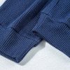 Women's Navy Blue Ribbed Knit Cropped Hoodie and Joggers Set - Image 24