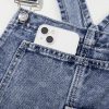 Women's Sail Blue Denim Bib Straight Leg Jumpsuit with Pockets - Image 19