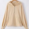 Women's Parchment Solid Oversized Hoodie with Kangaroo Pocket - Image 6