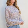 Women's White Confetti Knit Popcorn Sweater Top - Image 5