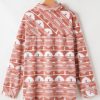 Plus Size Women's Pink Aztec Print Shacket with Chest Pockets - Image 6