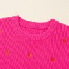 Women's Rose Red Heart Shape Drop Shoulder Sweater - Casual Round Neck Knit - Image 8