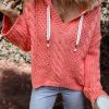 Women's Gold Flame Cable Knit V-Neck Hooded Sweater - Image 4