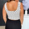 Chic Women's Black Checkered Print U Neck Cropped Tank Top - Image 3