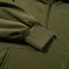 Women's Moss Green Fleece Lined Half Zip Hoodie with Kangaroo Pockets - Image 13