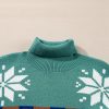 Women's Canton Christmas Reindeer Snowflake Colorblock Turtleneck Sweater - Image 14