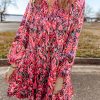 Rose Rose Free-Spirited Abstract Printed Long Sleeve Ruffled Mini Dress - Image 3