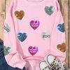 Women's Pink Sequin Heart Graphic Sweatshirt - Romantic Letters for Valentine's Day - Image 9