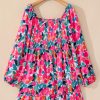 Women's Plus Size Rose Floral Smocked Square Neck Mini Dress - Image 13