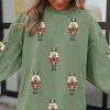Women's Grass Green Christmas Nutcracker Graphic Corded Pullover Sweatshirt - Image 4