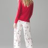 Women's Red Christmas Two Piece Lounge Set: Cozy Top and Pants Ensemble - Image 3