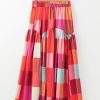 Women's Multicolour Plaid Print Ruched High Waist Casual Maxi Skirt - Image 6