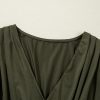 Women's Moss Green Ruched Wrap V Neck Long Sleeve Bodysuit - Image 9