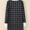 Women's Black Plaid Colorblock Edge Open Cardigan with Pockets - Image 8