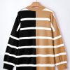 Women's Light French Beige Colorblock Oversized Crew Neck Sweater - Image 5