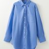 Women's Blue Boyfriend Chest Pocket Tunic Shirt - Casual Long Sleeve Top - Image 6