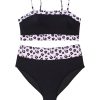 Plus Size Women's Black 2-Piece Leopard Patchwork High Waisted Swimsuit - Image 30