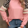 Women's Peach Blossom Leopard Print Colorblock Sweatshirt - Image 3