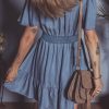 Women’s Ashleigh Blue Ruffled V Neck Smocked High Waist Denim Mini Dress - Image 5