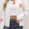 Women's White Knitted Floral Pattern Button Up Cardigan for Cozy Winter Style - Image 8