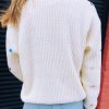 Women's Beige Sequin Heart Shape Waffle Knit Round Neck Sweater - Cozy & Stylish - Image 7