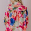 Women's Rose Abstract Print Ruffled Puff Sleeve Shirt - Image 2